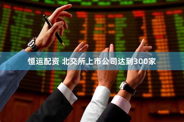 恒运配资 北交所上市公司达到300家
